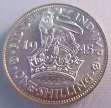 Load image into Gallery viewer, 1945 KING GEORGE VI BARE HEAD .500 SILVER UNC ONE SHILLING COIN &amp; CLEAR FLIP E2
