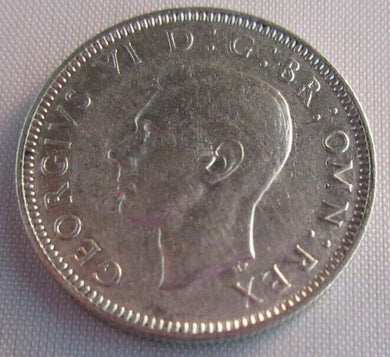 1944 KING GEORGE VI BARE HEAD .500 SILVER aUNC ONE SHILLING COIN & CLEAR FLIP S1