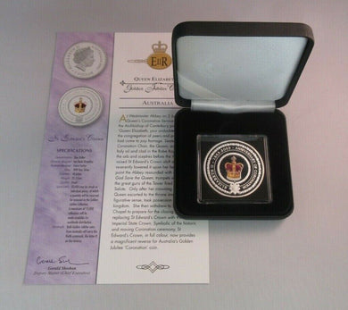 2003 Edwards Crown Golden Jubilee 1oz Silver Proof Australia RM $1 Coin Box/COA