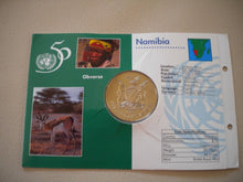 Load image into Gallery viewer, 1945-1995 NATIONS UNITED FOR PEACE NAMIBIA $10 COMMEMORATIVE COIN &amp;INFO CARD
