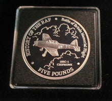 Load image into Gallery viewer, 2007 HISTORY OF THE RAF DHC-1 CHIPMUNK GIBRALTAR SILVER PROOF £5 COIN BOX &amp; COA
