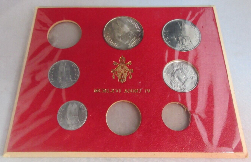 VATICAN CITY POPE PAUL VI MCM 1966 COIN SET 5 COINS With 1 Silver Coin