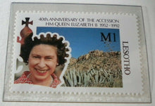 Load image into Gallery viewer, 1952-1992 QEII 40TH ANNIVERSARY OF THE ACCESSION - 5 X LESOTHO MNH STAMPS/INFO
