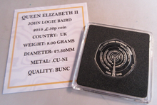 Load image into Gallery viewer, 2021 JOHN LOGIE BAIRD QEII BUNC 50P FIFTY PENCE COIN WITH QUAD CAPSULE &amp; COA
