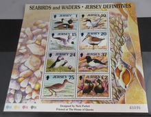 Load image into Gallery viewer, QEII JERSEY DEFINITIVES SEABIRDS AND WADERS MINISHEET &amp; STAMP HOLDER
