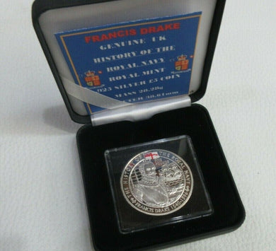 2003 HISTORY OF THE ROYAL NAVY FRANCIS DRAKE SILVER PROOF £5 COIN ROYAL MINT  A1
