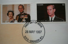 Load image into Gallery viewer, 1947-1997 ENGAGEMENT &amp; GARDEN PARTY QEII &amp; PRINCE PHILIP DOUBLE STAMP COVER
