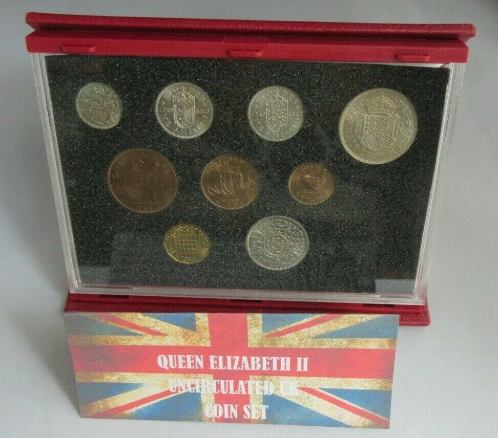 1953 QUEEN ELIZABETH II PRE DECIMAL 9 COIN SET IN HARD CASE & ROYAL MINT BOOK 01