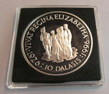 Load image into Gallery viewer, 1996 QUEEN ELIZABETH II 70TH BIRTHDAY VISIT GAMBIA S/PROOF 10 DALASIS COIN &amp;BOX
