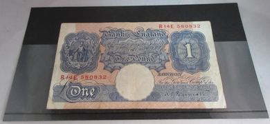 1940 £1 BANK NOTE MARCH 1940 PEPPIATT BLUE VF-EF R14E 580832