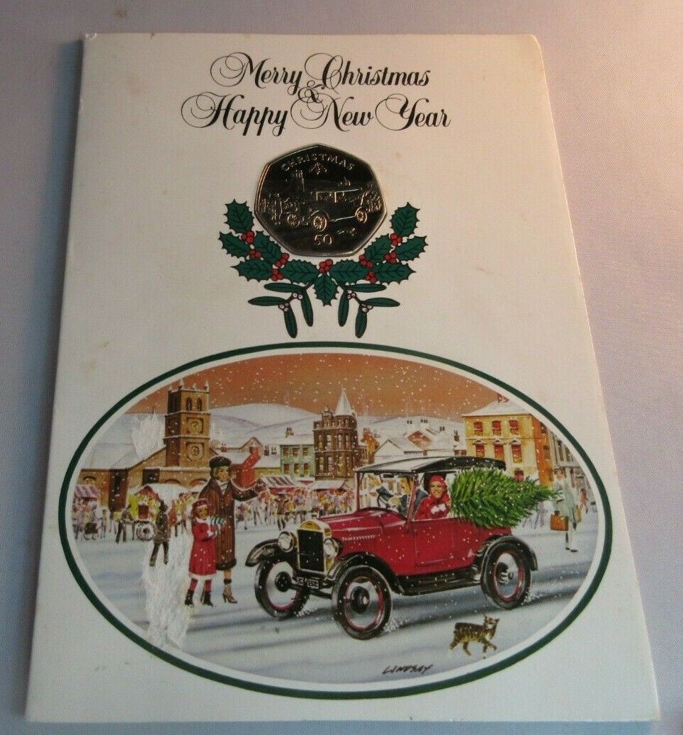 1983 MODEL T FORD PROOF 50P MERRY CHRISTMAS 50P COIN IN CHRISTMAS CARD