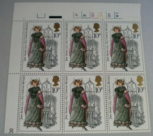 Load image into Gallery viewer, 1975 JANE AUSTEN CATHERINE MORLAND 10P BLOCK OF SIX STAMPS MNH
