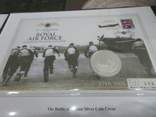 Load image into Gallery viewer, 2008 RAF Battle of Britain SILVER PROOF COMMEMORATIVE Guernsey £5 COIN, PNC COA

