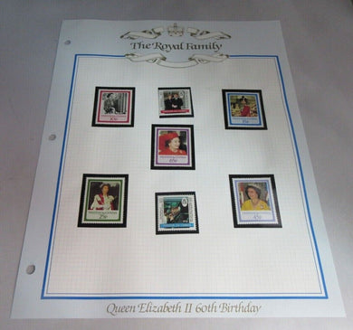 1986 QUEEN ELIZABETH II 60TH BIRTHDAY TRISTAN DA CUNHA STAMPS & ALBUM SHEET