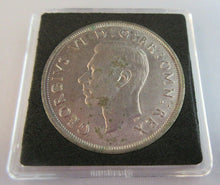 Load image into Gallery viewer, 1937 FROSTED PROOF KING GEORGE VI BARE HEAD .500 SILVER ONE CROWN COIN BOXED
