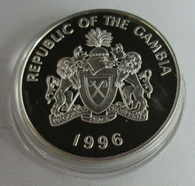 Load image into Gallery viewer, 1996 REPUBLIC OF THE GAMBIA SILVER PROOF 10 DALASIS COIN WITH ROYAL MINT BOX.
