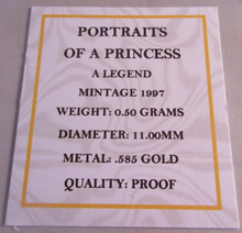 Load image into Gallery viewer, 1997 PORTRAITS OF A PRINCESS A LEGEND MINITURE MEDAL .585 GOLD PROOF BOX &amp; COA
