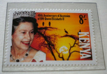 Load image into Gallery viewer, 1952-1992 QEII 40TH ANNIVERSARY OF THE ACCESSION - 5 X KENYA MNH STAMPS/INFO
