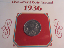 Load image into Gallery viewer, 1936 CONGRESS PROTECTS THE BUFFALO FIVE CENT COIN &amp; 6C POSTAGE STAMP ALBUM SHEET
