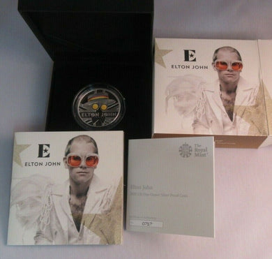 Elton John 2020 Silver Proof 1oz UK £2 Royal Mint Coin Coloured In Box With COA
