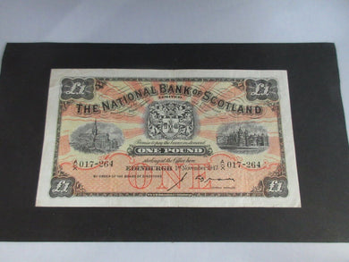 THE NATIONAL Bank Of Scotland £1 Pound Banknote 1947  VF+