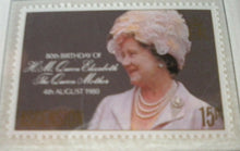 Load image into Gallery viewer, 1980 HM QUEEN ELIZABETH THE QUEEN MOTHER&#39;S 80TH BIRTHDAY 5 MNH STAMPS/INFO SHEET
