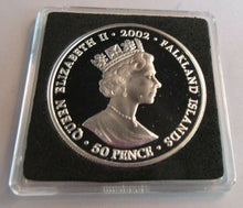 Load image into Gallery viewer, 2002 QEII GOLDEN JUBILEE QUEENS THRONE 50P CROWN SILVER COLOURED PROOF BOXED
