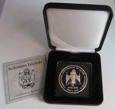 1992 CORONATION ANNIVERSARY OF QUEEN ELIZABETH S/PROOF 10 DOLLARS COIN BOX & COA