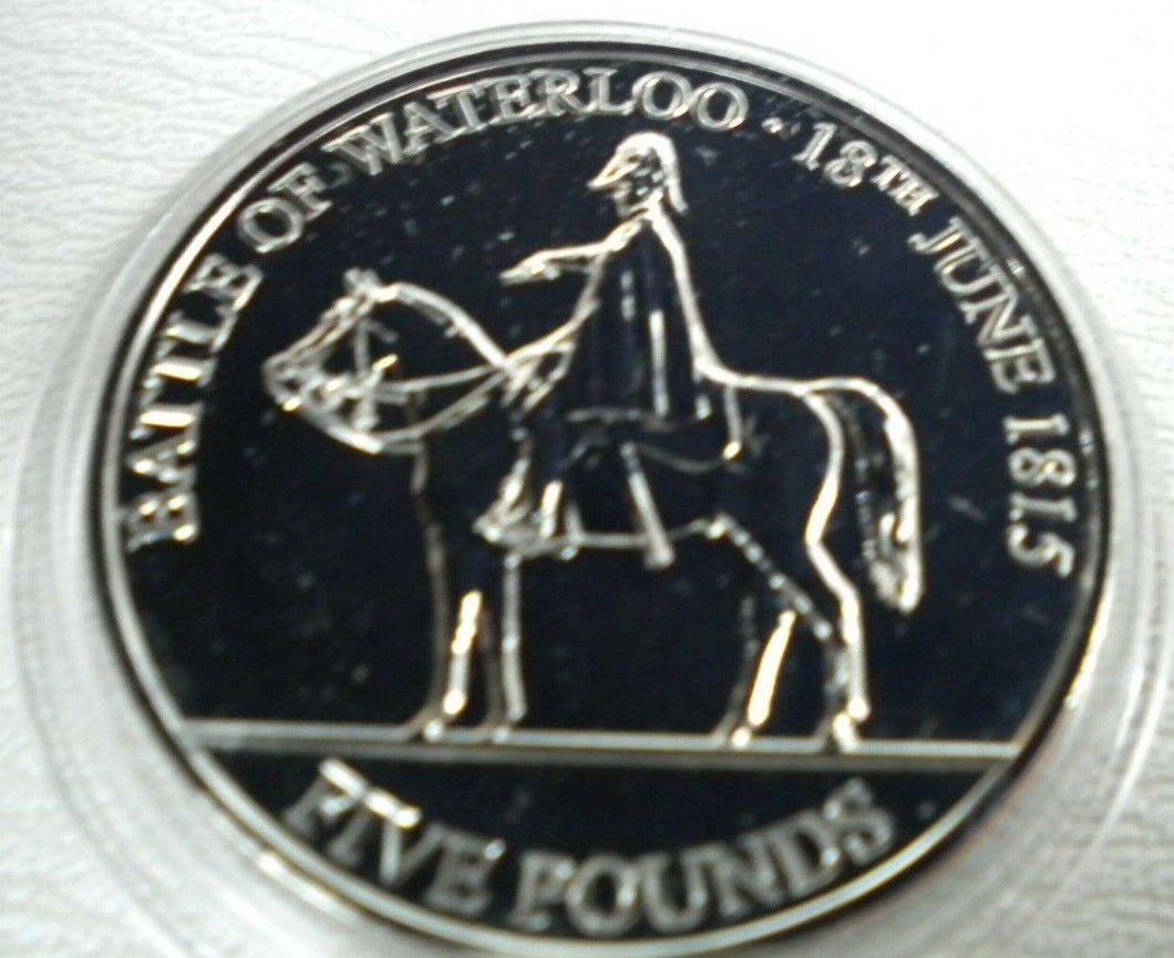 2015 ROYAL MINT BATTLE OF WATERLOO 18TH JUNE 1815 JERSEY BUNC £5 COIN & CAPSULE