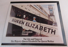 Load image into Gallery viewer, 1985 HMQE QUEEN MOTHER 85th ANNIV COLLECTION ASCENTION ISLAND STAMPS ALBUM SHEET
