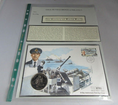 1994 D-DAY ANNIVERSARY IOM 1 CROWN COIN COVER PNC STAMPS & POSTMARK