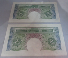 Load image into Gallery viewer, 1955 O&#39;BRIEN £1 ONE POUND BANK NOTES CONSECUTIVE RUN 5 NOV 1955 R02K 177337-41
