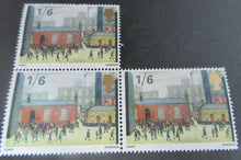 Load image into Gallery viewer, 1967 LOWRY CHILDREN COMING OUT OF SCHOOL 1/6 4 X STAMPS MNH WITH STAMP HOLDER
