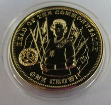 Load image into Gallery viewer, 2011 QUEEN ELIZABETH II HEAD OF THE COMMONWEALTH GOLD PLATED CROWN COIN &amp;CAPSULE
