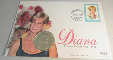 1998 DIANA PRINCESS OF WALES 1961-1997 1000 SHILLINGS COIN COVER PNC