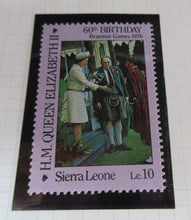 Load image into Gallery viewer, 1986 QUEEN ELIZABETH II 60TH BIRTHDAY SIERRA LEONE STAMPS &amp; ALBUM SHEET
