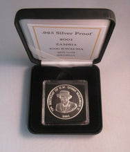 Load image into Gallery viewer, QEII 75th Birthday - 2001 Silver Proof 1oz Zambia 4000 Kwacha Coin BoxCOA
