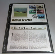 Load image into Gallery viewer, 1998 LEGENDS OF SPEED SILK FIRST DAY COVER INFORMATION CARD &amp; ALBUM SHEET
