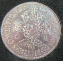 Load image into Gallery viewer, 1940 KING GEORGE VI BARE HEAD .500 SILVER FLORIN TWO SHILLING COIN WITH CAPSULE
