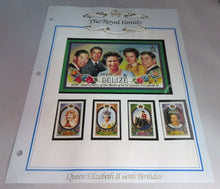 Load image into Gallery viewer, 1986 QUEEN ELIZABETH II 60TH BIRTHDAY BELIZE STAMPS &amp; ALBUM SHEET
