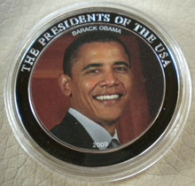 Load image into Gallery viewer, 2009 THE PRESIDENT OF THE USA BARACK OBAMA COLOURED PORTRAIT MEDAL WITH CAPSULE
