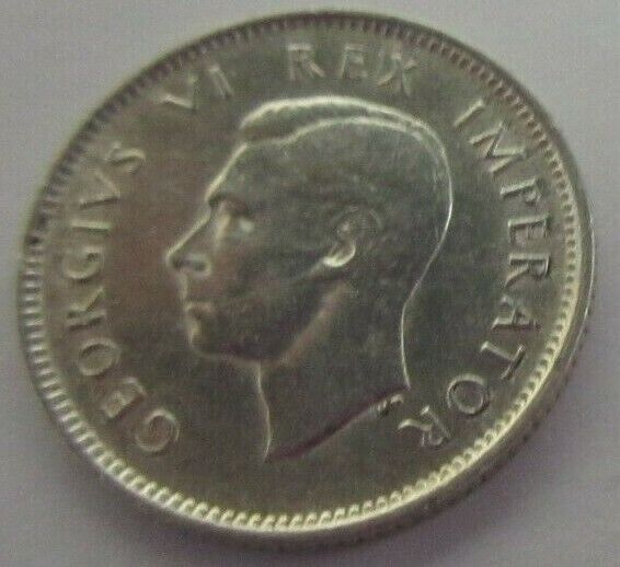 1941 KING GEORGE VI SOUTH AFRICA 6d COIN UNC .800 SILVER COIN IN CLEAR FLIP