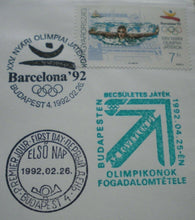 Load image into Gallery viewer, 1992 BARCELONA OLYMPICS MEDAL COVER WITH STAMP AND POSTMARK PNC
