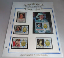 Load image into Gallery viewer, 1986 QUEEN ELIZABETH II 60TH BIRTHDAY NUKUFETAU TUVALU STAMPS &amp; ALBUM SHEET
