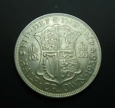 1936 GEORGE V BARE HEAD COINAGE HALF 1/2 CROWN SPINK 4037 CROWNED SHIELD Cc2