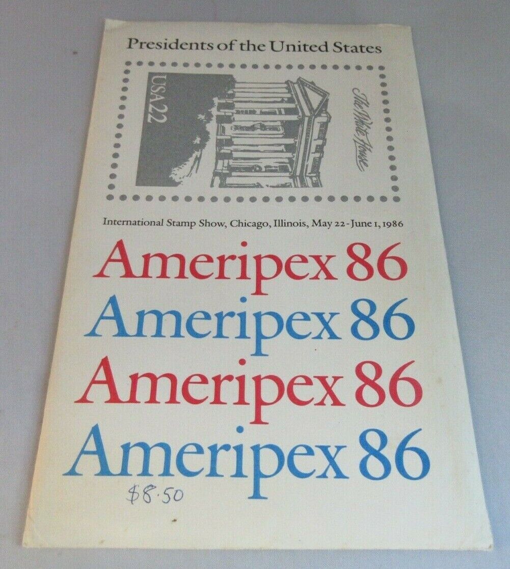 1986 INTERNATIONAL STAMP SHOW PRESIDENTS OF THE UNITED STATES MNH 4 SHEETS