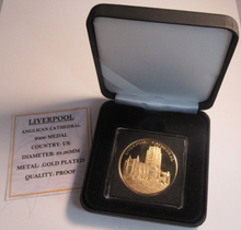 Load image into Gallery viewer, 2000 LIVERPOOL ANGLICAN CATHEDRAL GOLD PLATED PROOF MEDAL CAPSULE BOX &amp; COA
