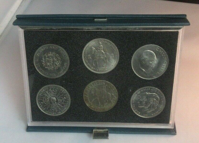 1953 - 1981 6 Crown UK Coin Set From Coronation To Charles and Diana in RM Case