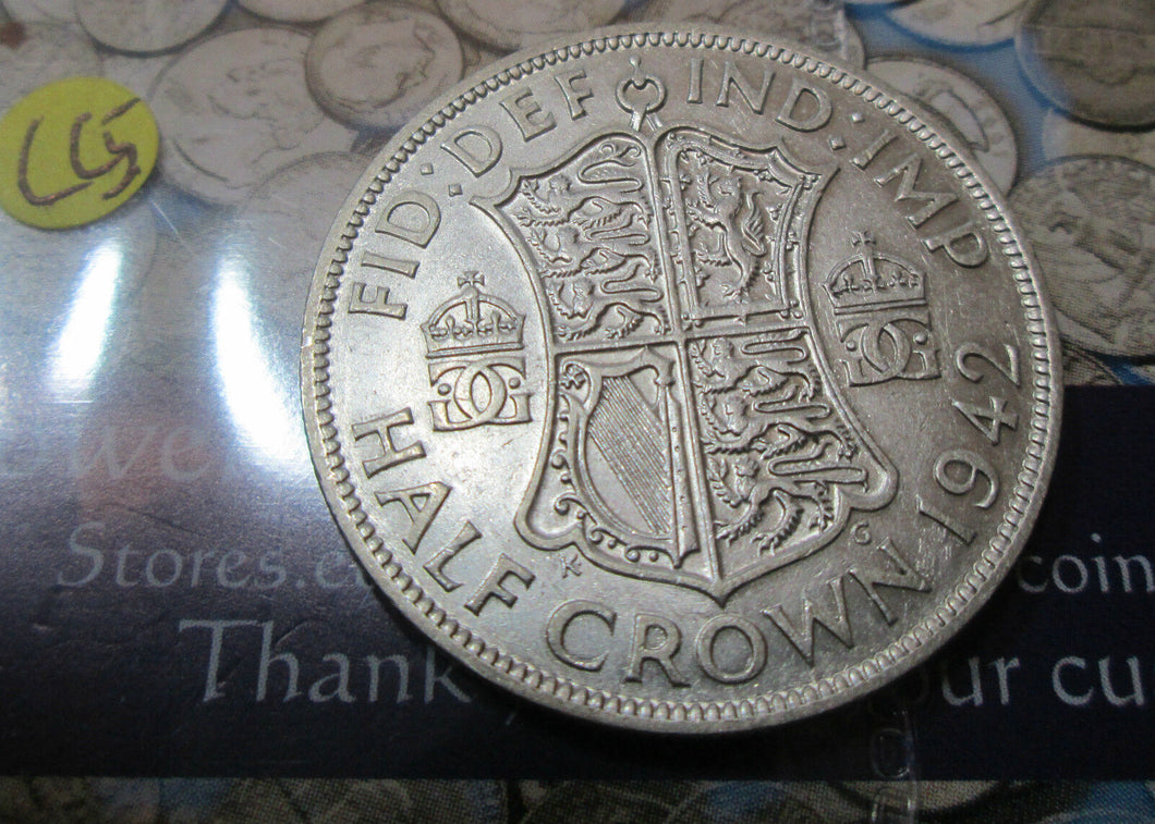 1942 KING GEORGE VI SILVER HALFCROWN VERY COLLECTABLE CONDITION SPINK 4080 Cc5