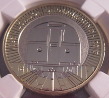 Load image into Gallery viewer, 2013 UK LONDON UNDERGROUND TRAIN PF69 ULTRA CAMEO NGC SLABBED COIN

